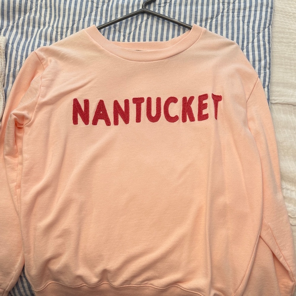 Light Pink Sweatshirt with Red Nantucket Print
